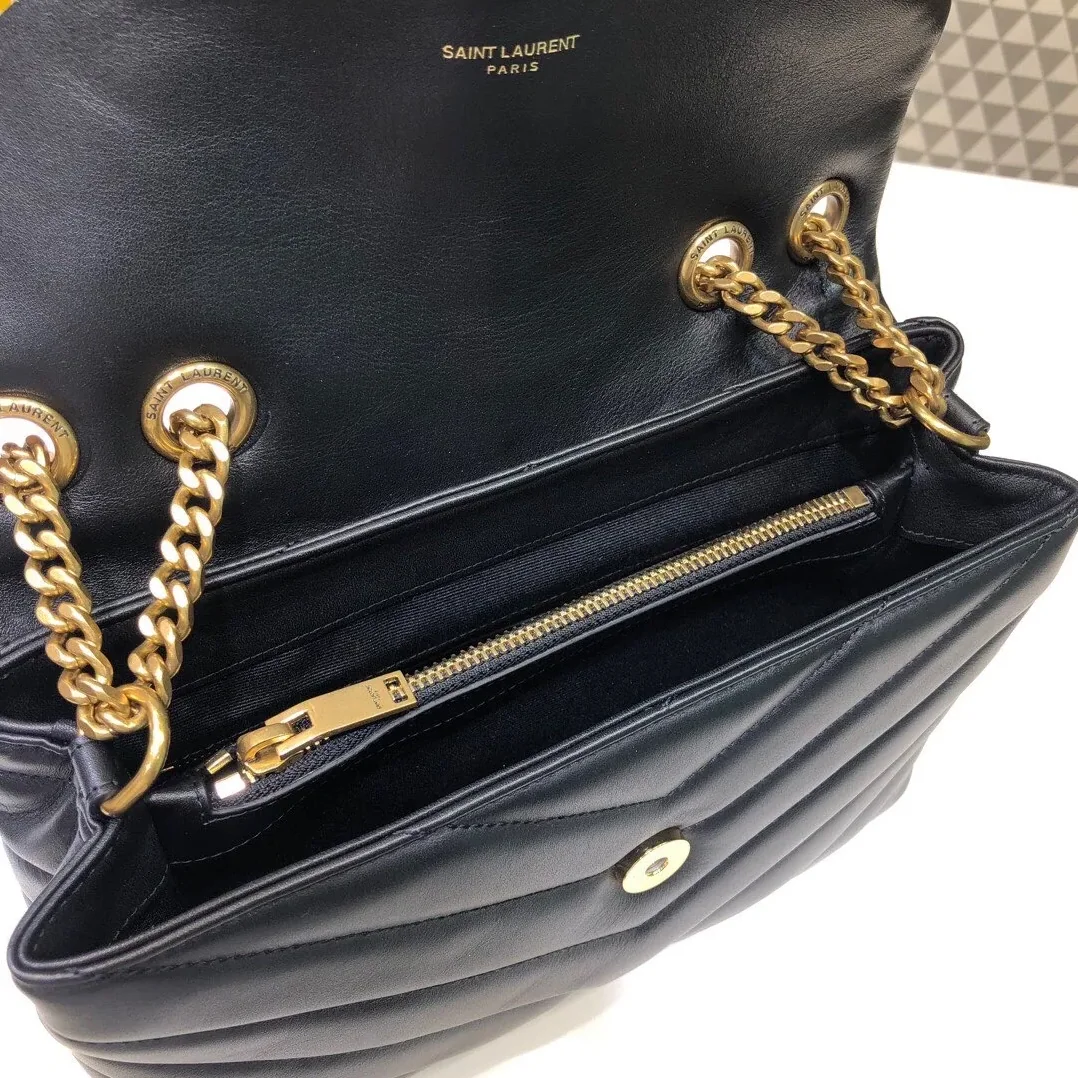 Saint Laurent Loulou Small Chain Bag In Y Black With Gold Hardware in YSL Saint Laurent Loulou Small Chain Bag In Y Black With Gold Hardware in YSL
