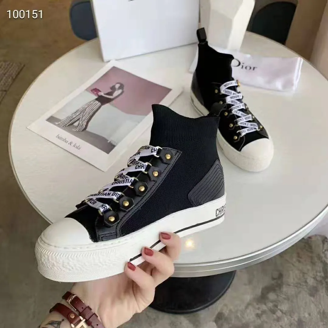 Dior Walk'N'dior Technical Knit High-Top Sneaker for Women in Black