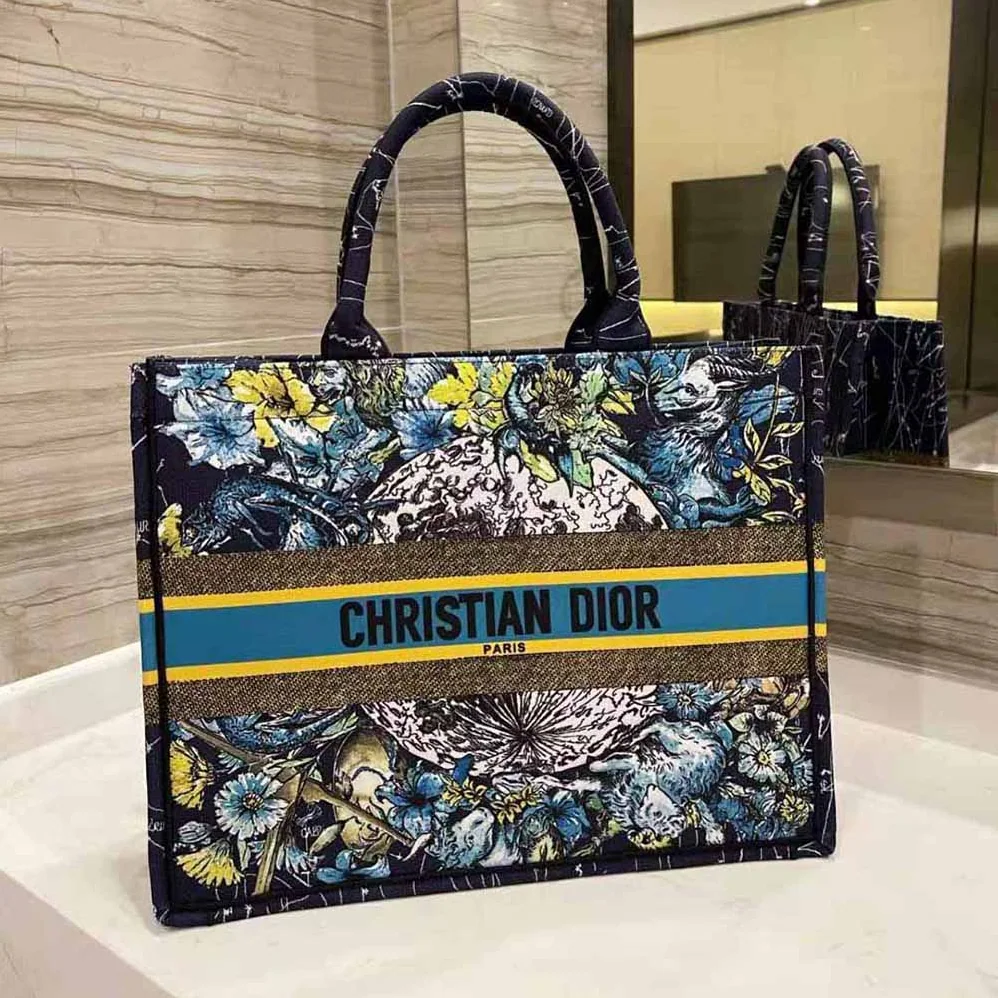 Dior Small Dior Book Tote Blue Dior Constellation Embroidery for Women