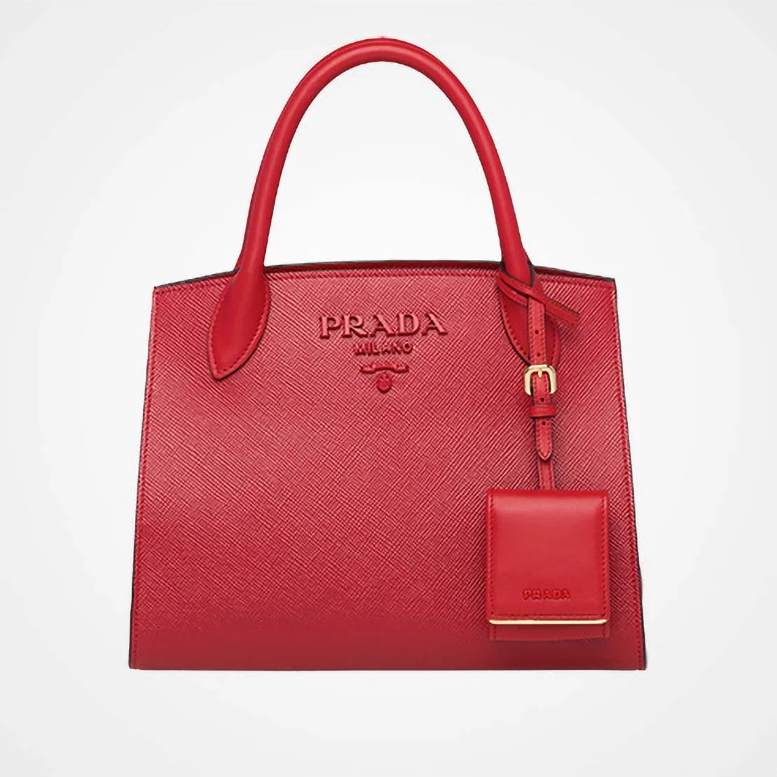 Prada Monochrome Handbag in Saffiano and Calf Leather in Red Prada Monochrome Handbag in Saffiano and Calf Leather in Red