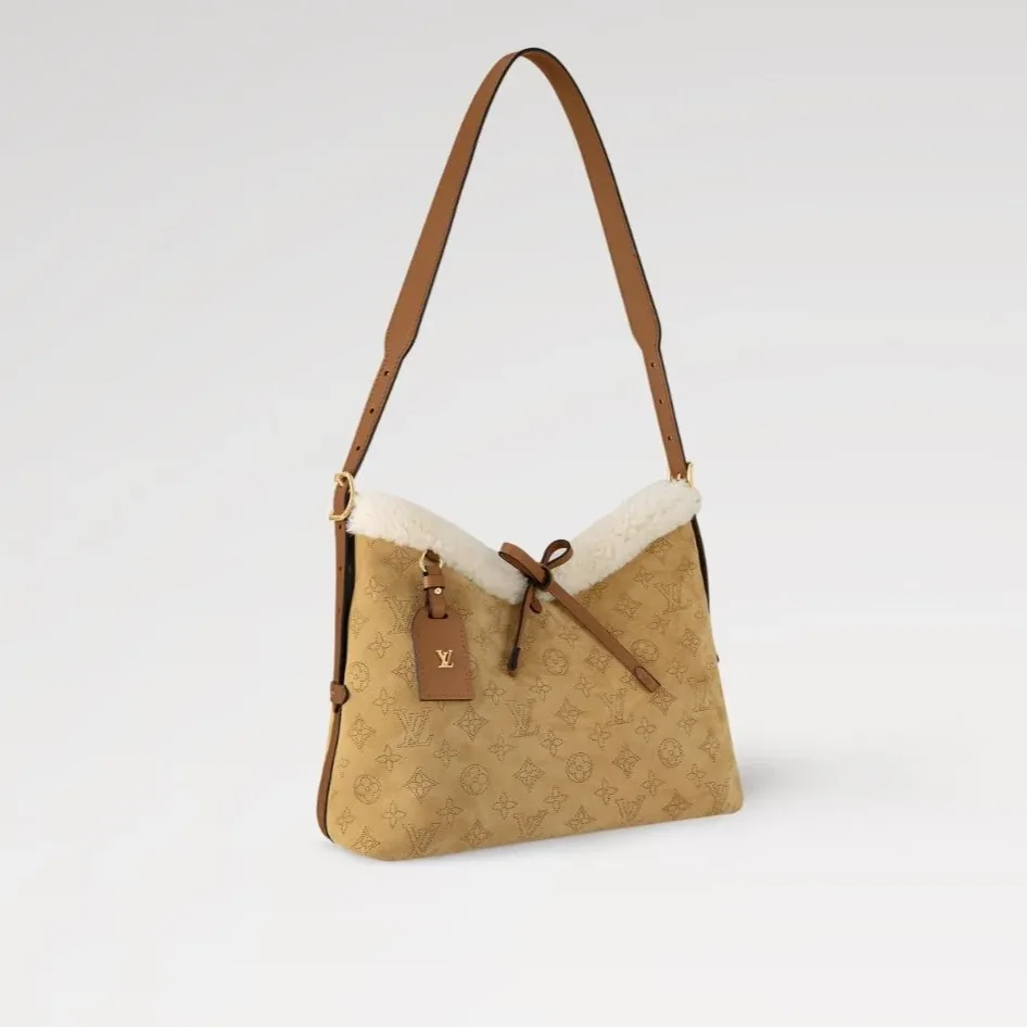 Louis Vuitton CarryAll PM Shoulder Bag in Beige Gold Hardware
