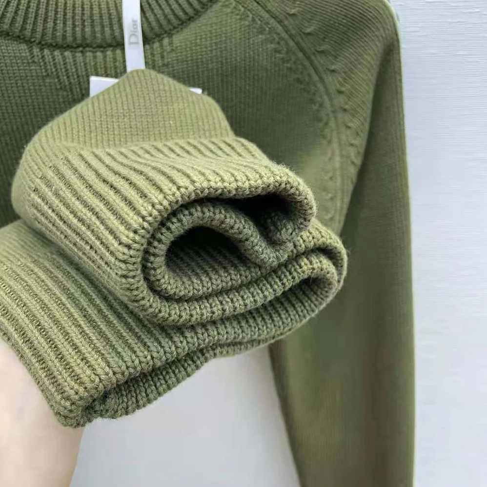 Dior Sweater with Dior Oblique Inserts Khaki Cotton Jersey for Men