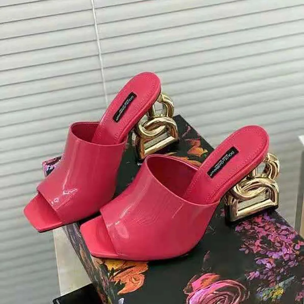 Dolce Gabbana D&G Patent Leather Mules with DG Pop Heel for Women Dolce Gabbana D&G Patent Leather Mules with DG Pop Heel for Women