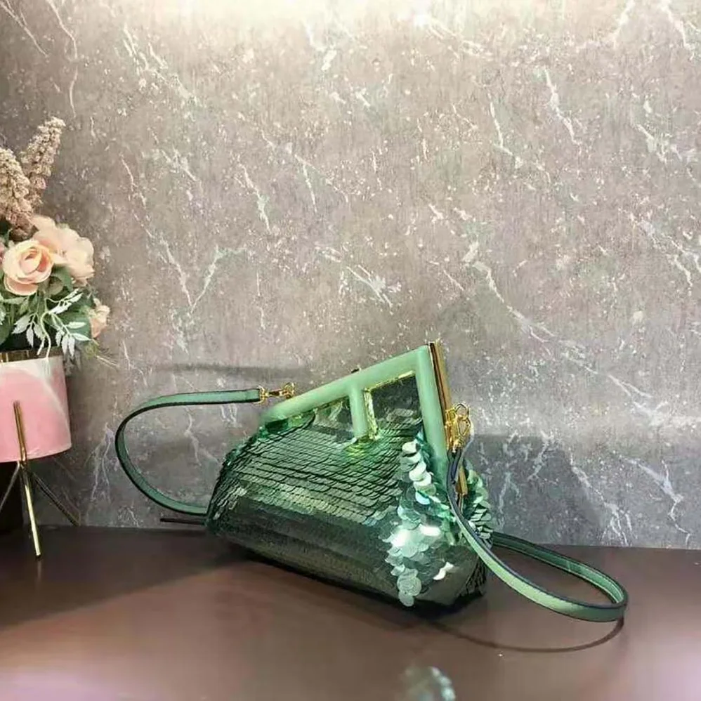 Fendi First Small Green Sequinned Bag for Women Fendi First Small Green Sequinned Bag for Women