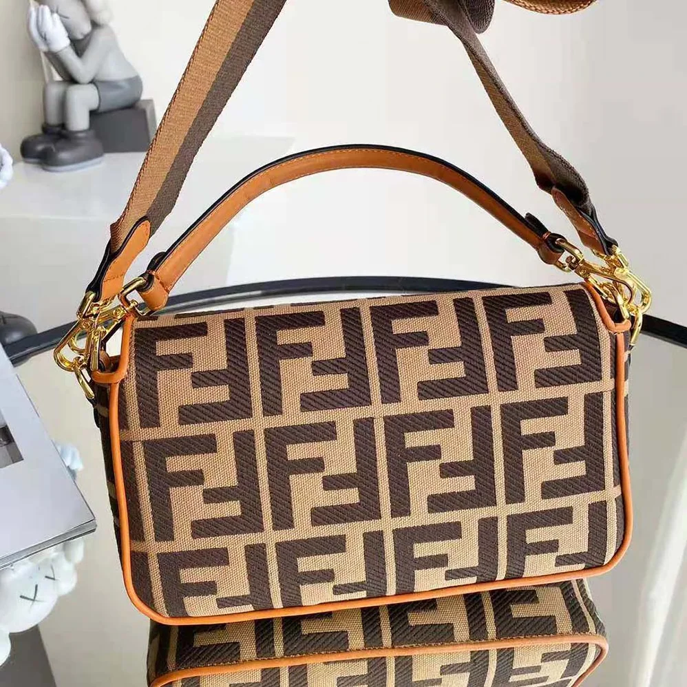 Fendi Baguette Green Canvas Bag for Women