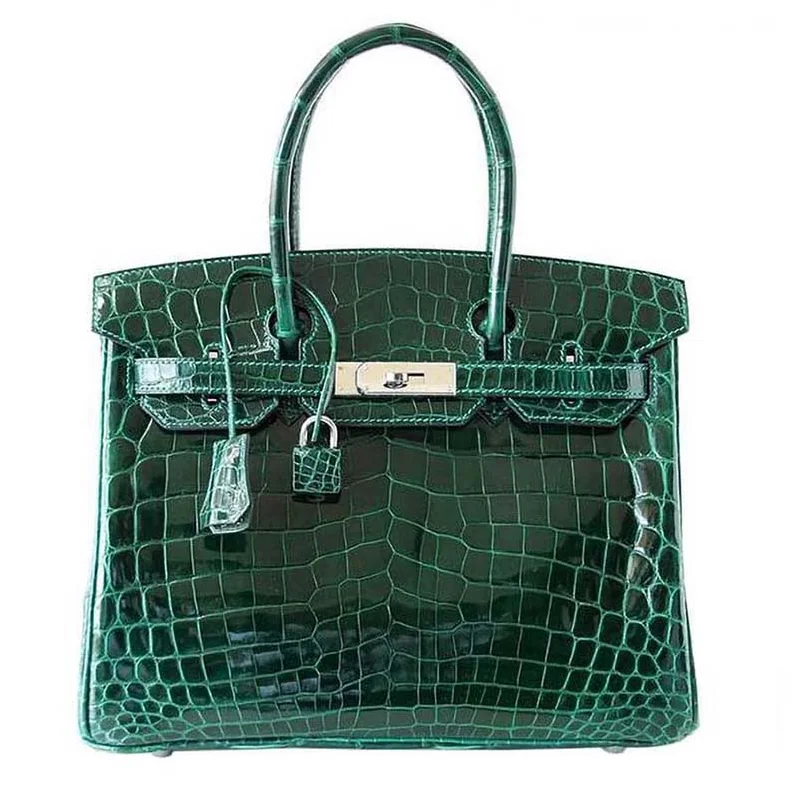 Hermes Birkin 30 Bag in Alligator Leather with Silver Hardware in Green Hermes Birkin 30 Bag in Alligator Leather with Silver Hardware in Green