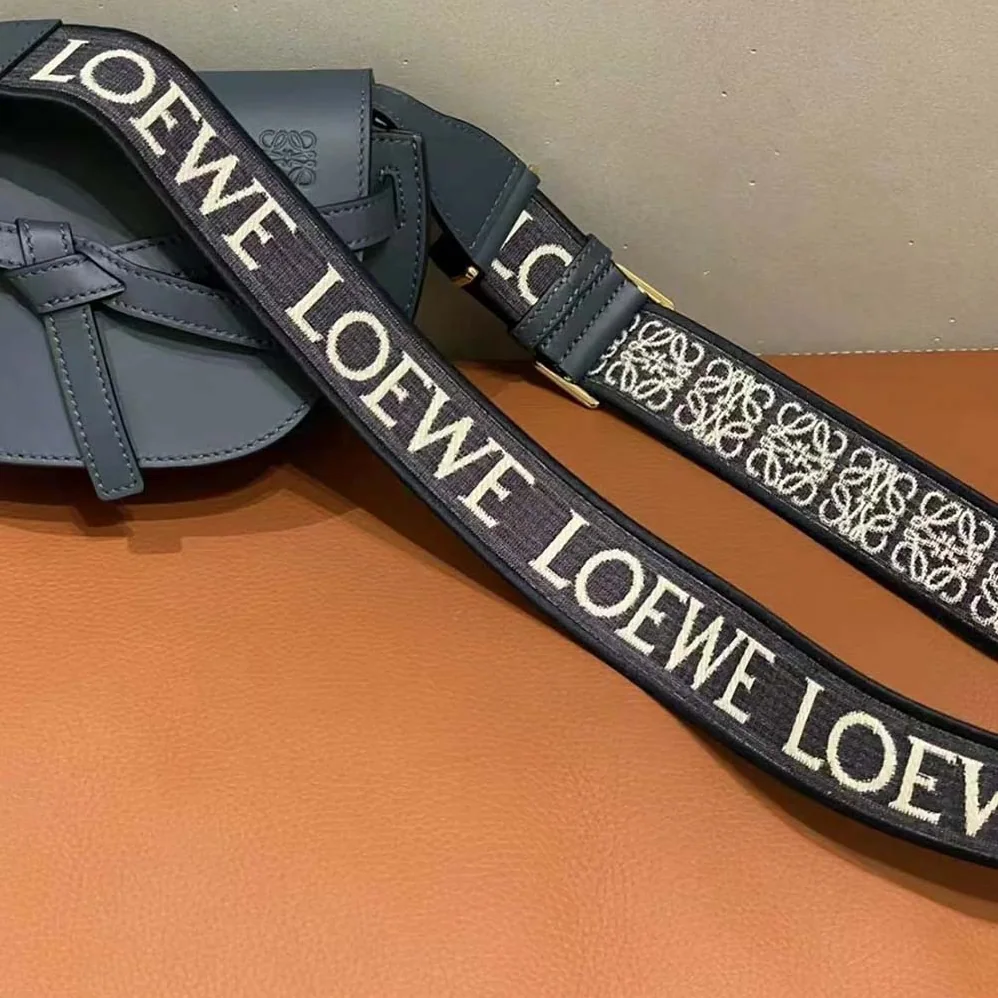 Loewe Anagram Strap in Jacquard and Calfskin for Women in Navy Loewe Anagram Strap in Jacquard and Calfskin for Women in Navy