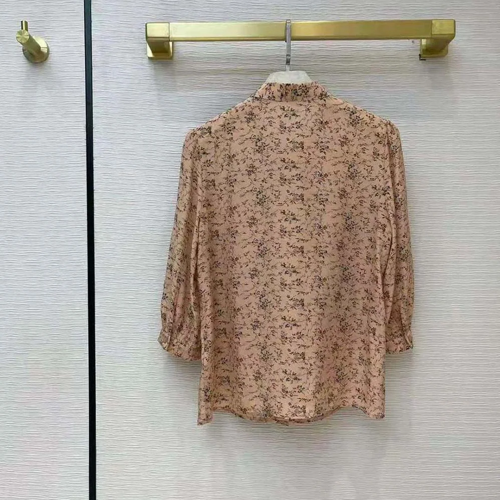 Celine Blouse with Bow in Printed Crepe DE Chine for Women Celine Blouse with Bow in Printed Crepe DE Chine for Women