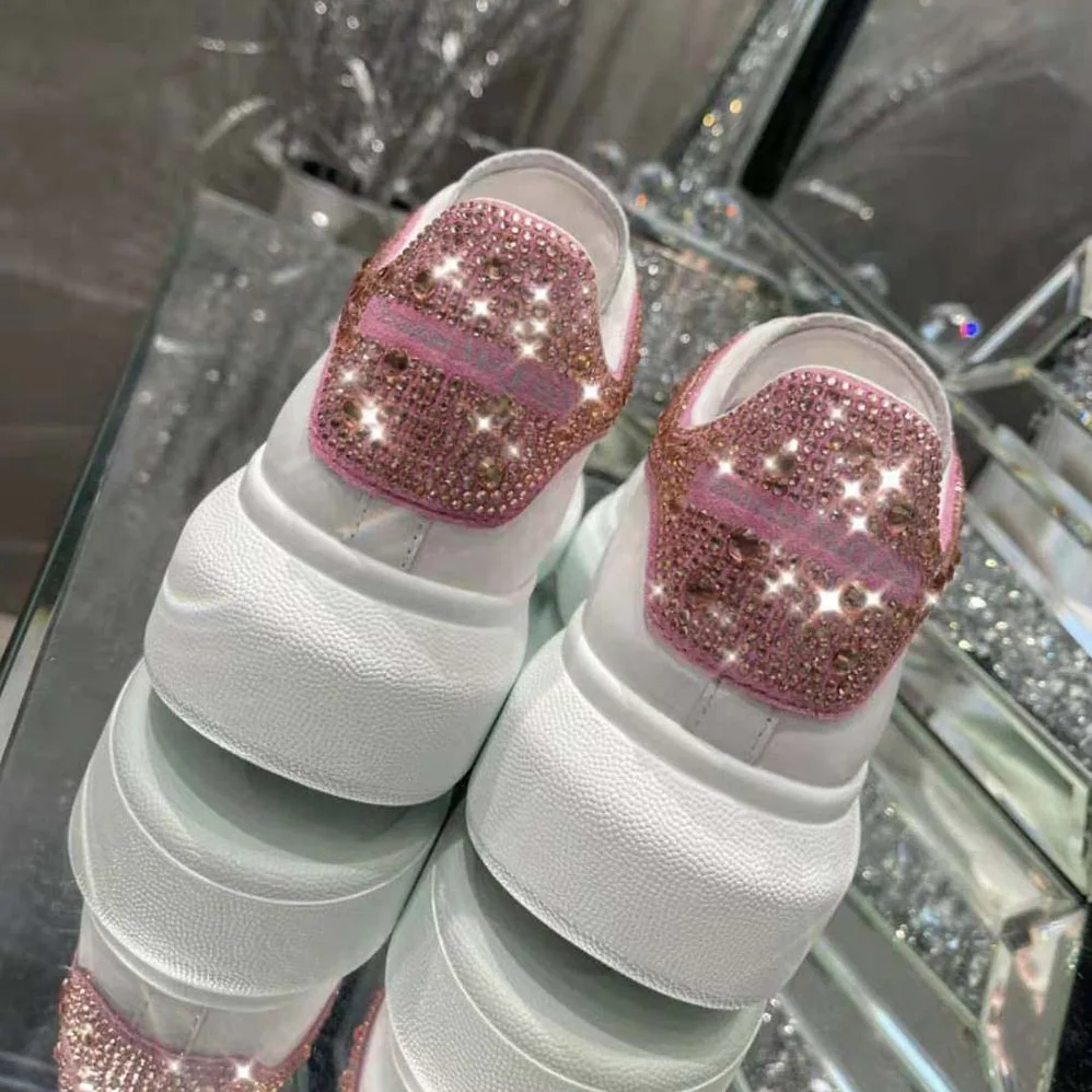 Alexander Mcqueen Oversized Sneaker in Calf Leather for Women in Pink Alexander Mcqueen Oversized Sneaker in Calf Leather for Women in Pink