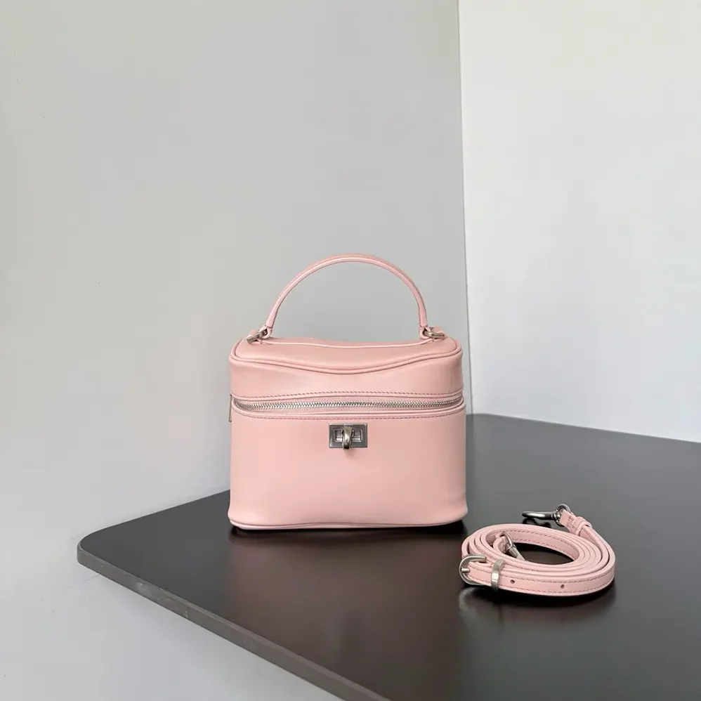 Balenciaga Rodeo Vanity In Suede Pink Smooth Calfskin for Women