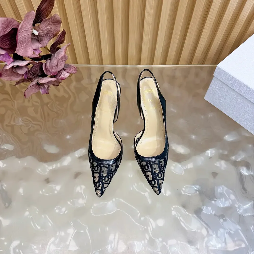Dior Adiorable Slingback Pump Black Dior Oblique Embroidered Mesh for Women