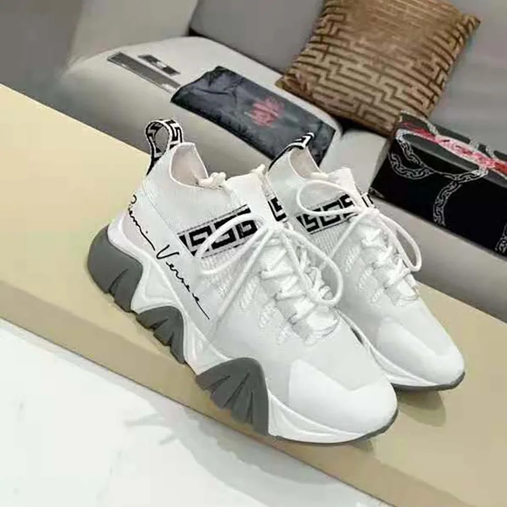 Versace Squalo Knit Sneakers for Women in White