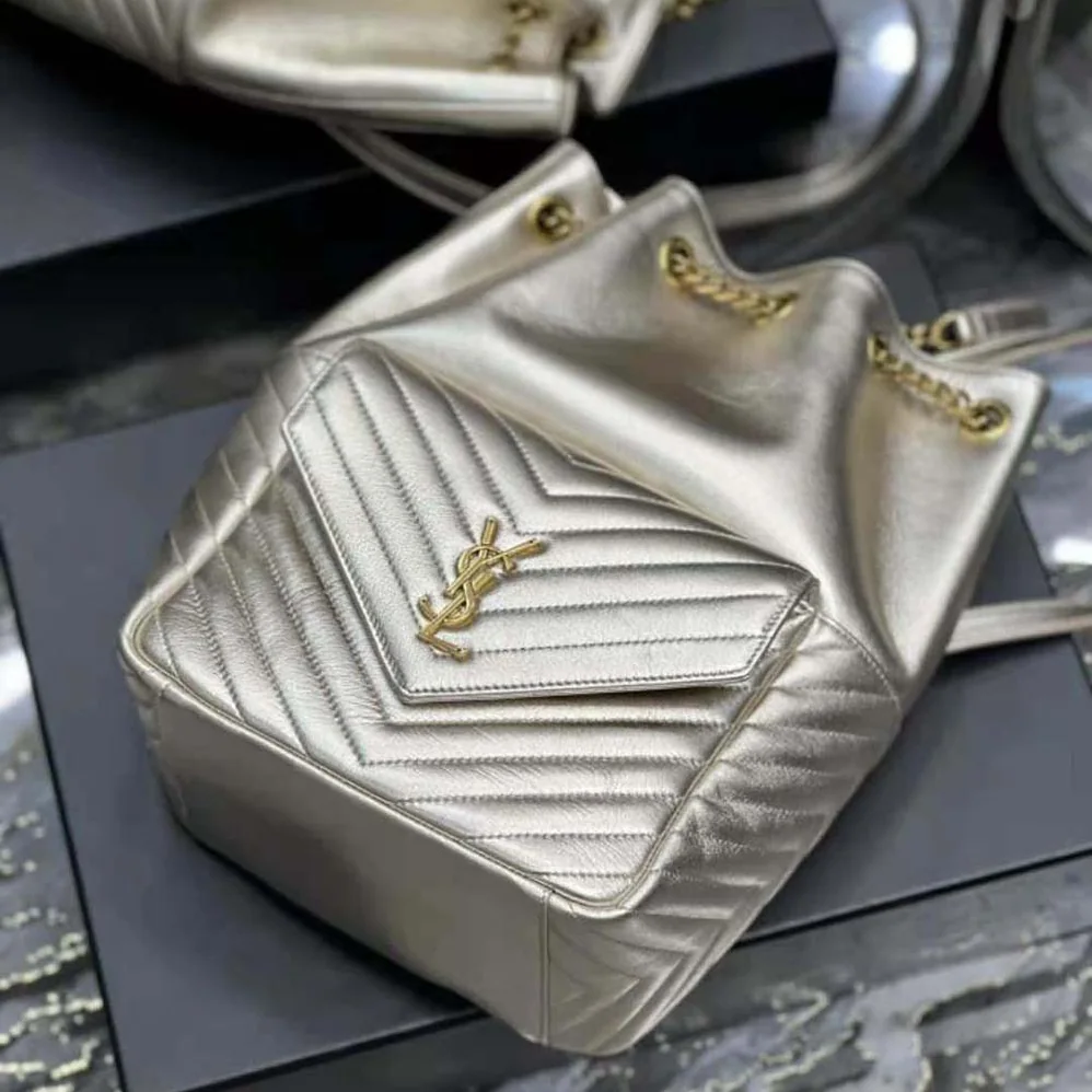 Saint Laurent YSL Joe Backpack in Lame Leather for Women