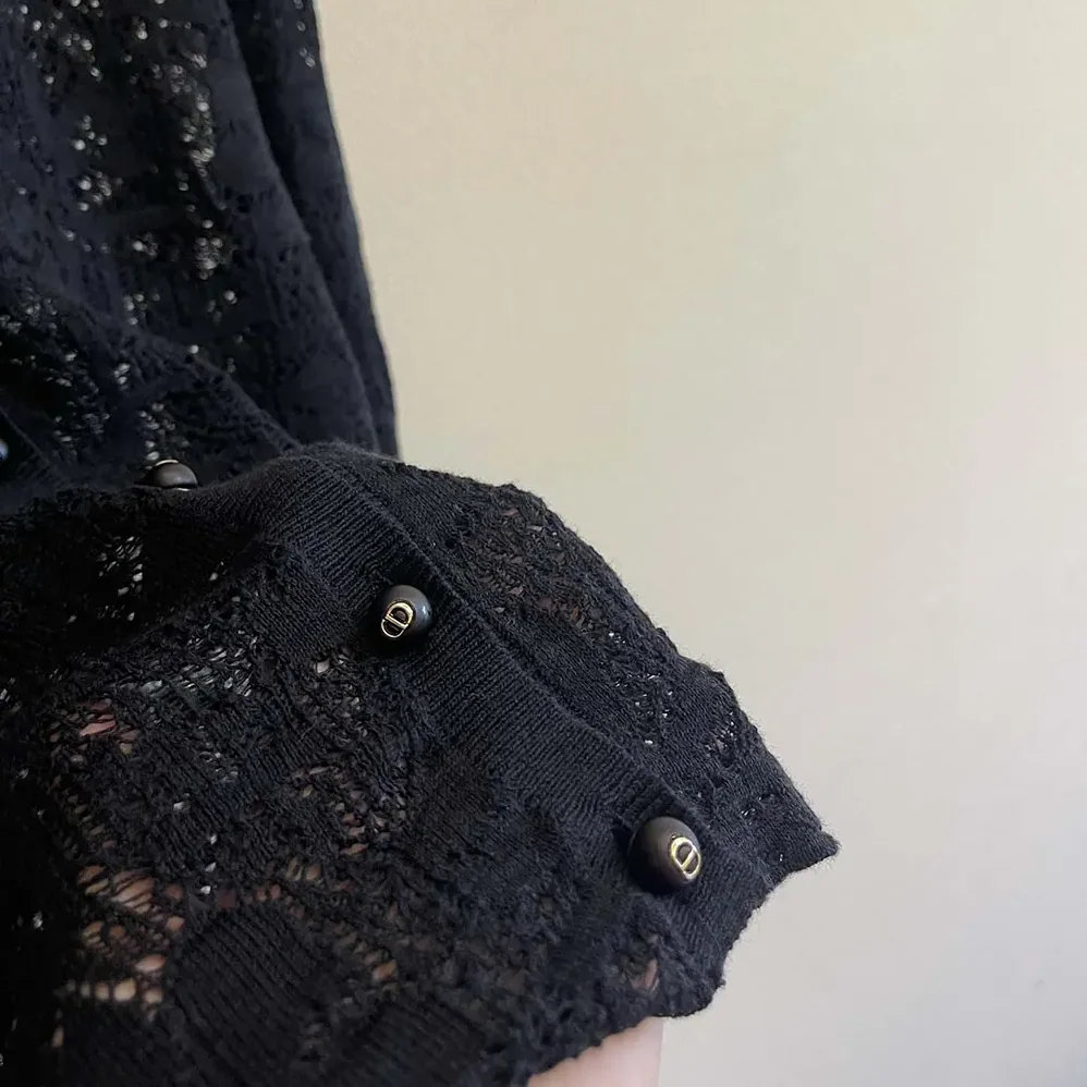 Dior Twinset Black Mohair and Wool Blend Lace for Women Dior Twinset Black Mohair and Wool Blend Lace for Women