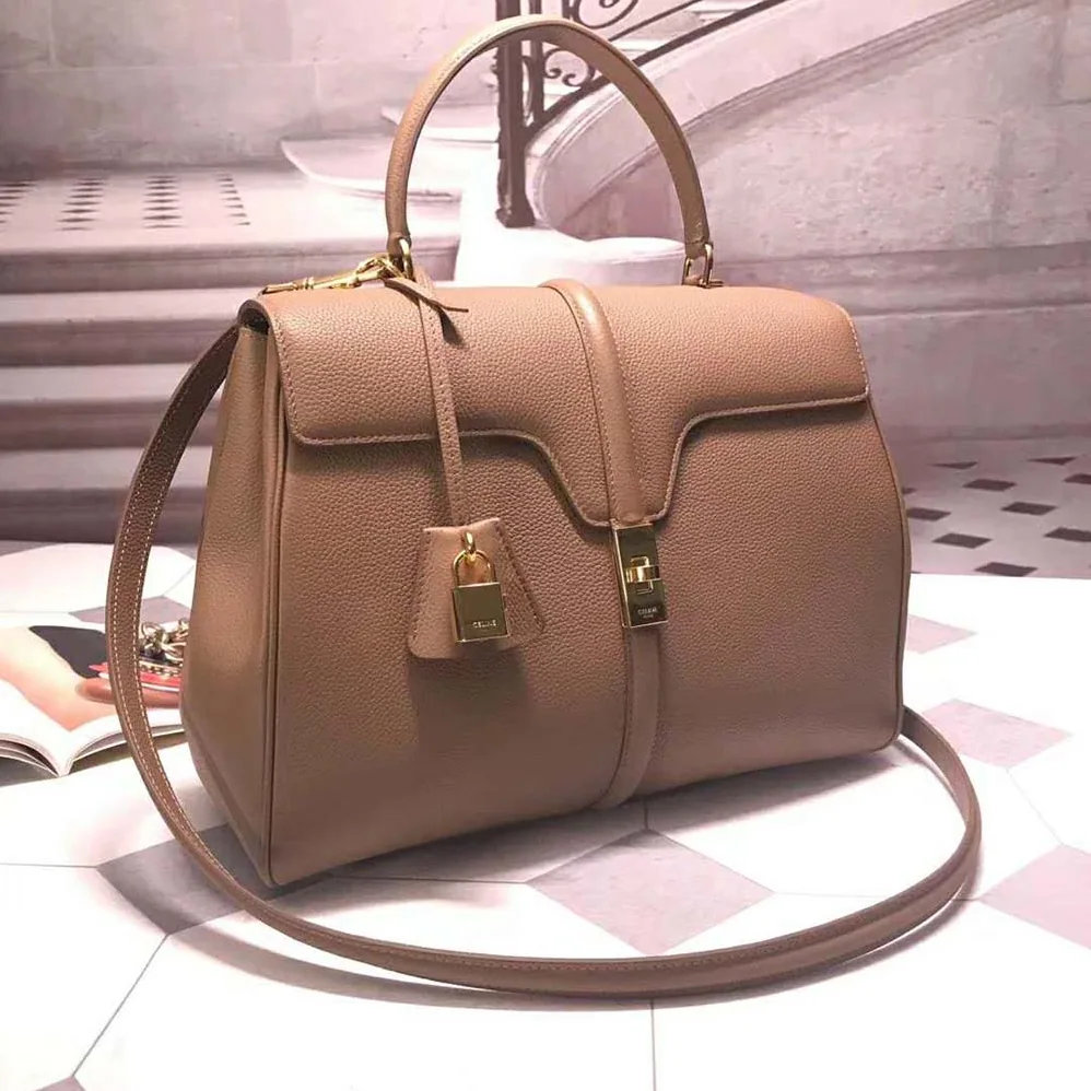 Celine Medium16 Bag in Grained Calfskin for Women in Brown Celine Medium16 Bag in Grained Calfskin for Women in Brown