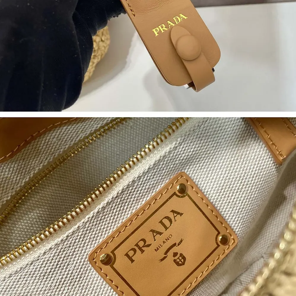 Prada Aimée Large Crochet and Leather Bag for Women Prada Aimée Large Crochet and Leather Bag for Women