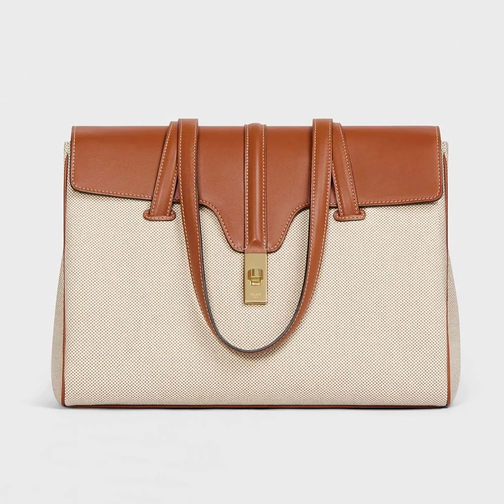 Celine Medium Soft 16 Bag in Textile and Calfskin for Women Celine Medium Soft 16 Bag in Textile and Calfskin for Women