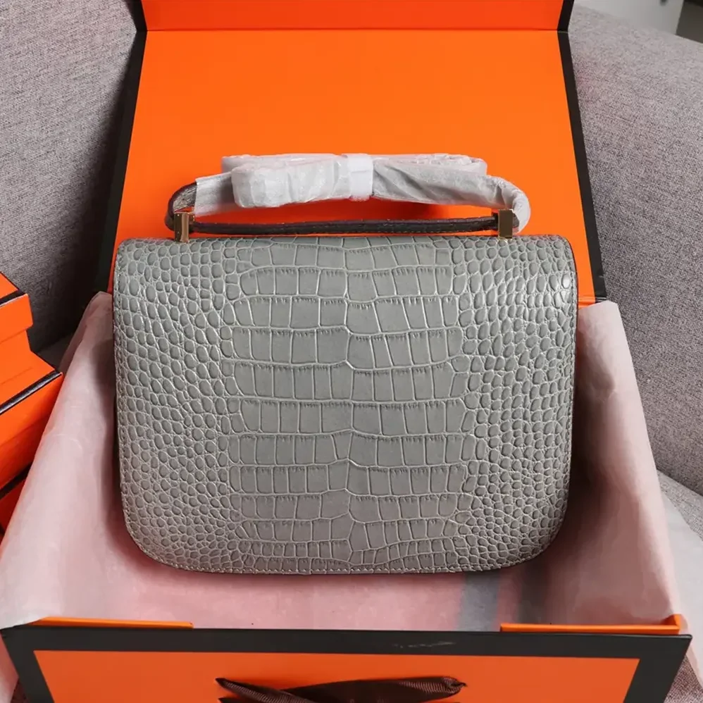 Hermes Constance 18 Matte Alligator Gris Cement for Women in Grey