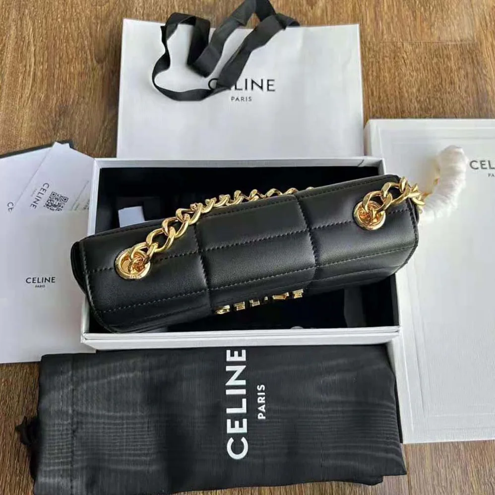 Celine Chain Shoulder Bag Matelasse Monochrome Celine in Quilted Goatskin for Women in Gold