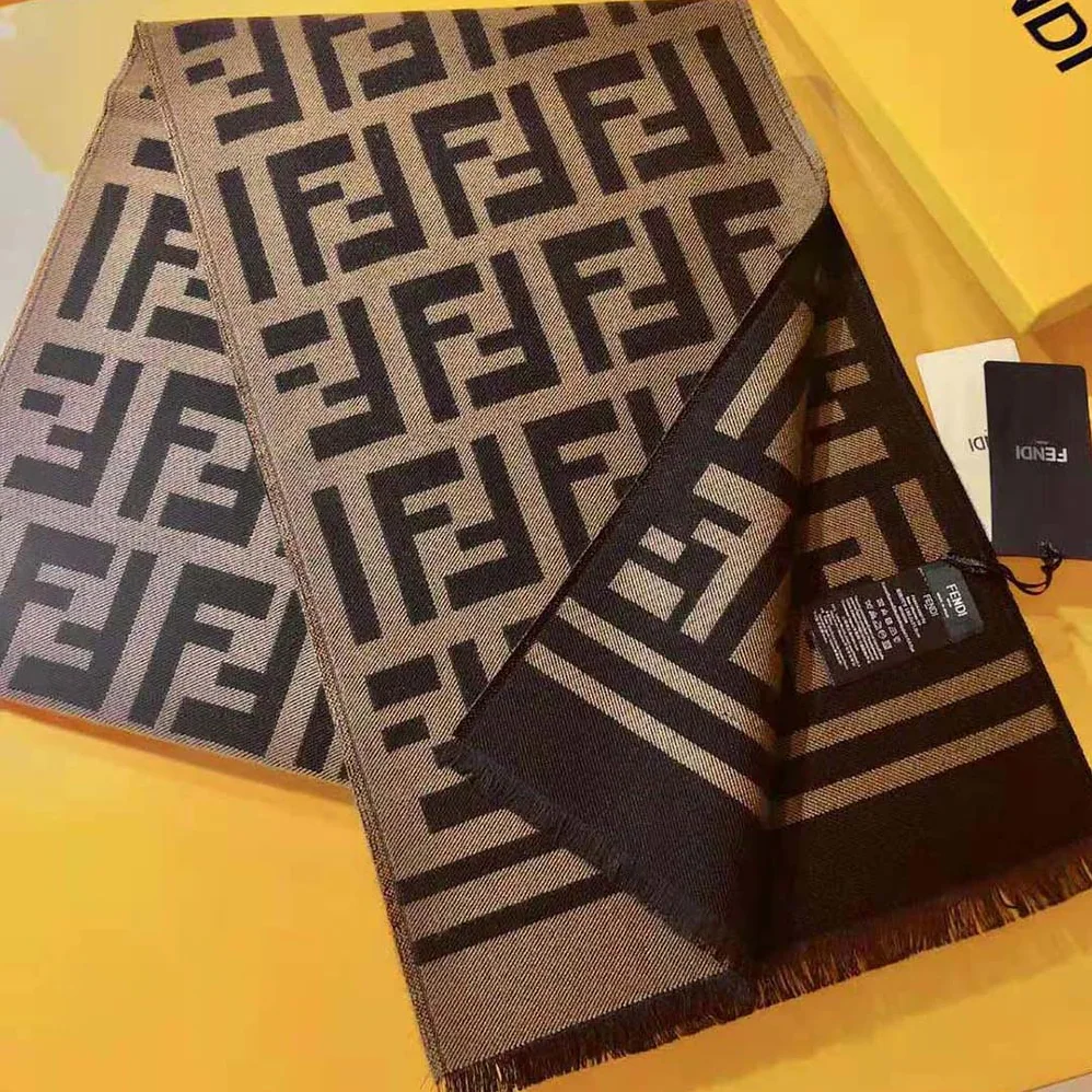 Fendi Black Wool and Silk Scarf for Women Fendi Black Wool and Silk Scarf for Women