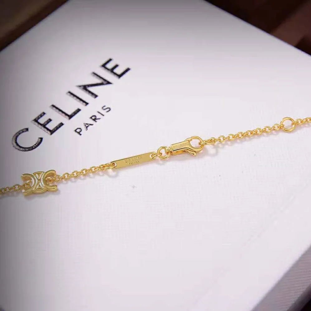 Celine Maillon Triomphe Multi Motifs Necklace in Brass with Gold Finish for Women