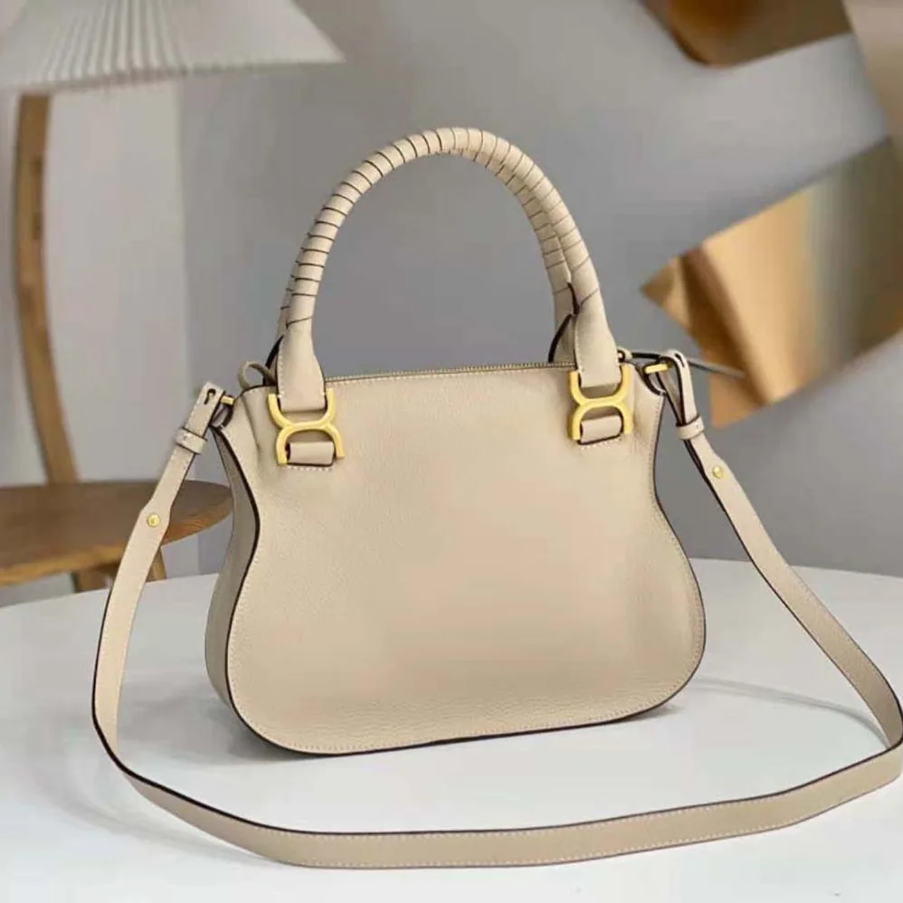 Chloe Marcie Small Double Carry Bag for Women in Beige