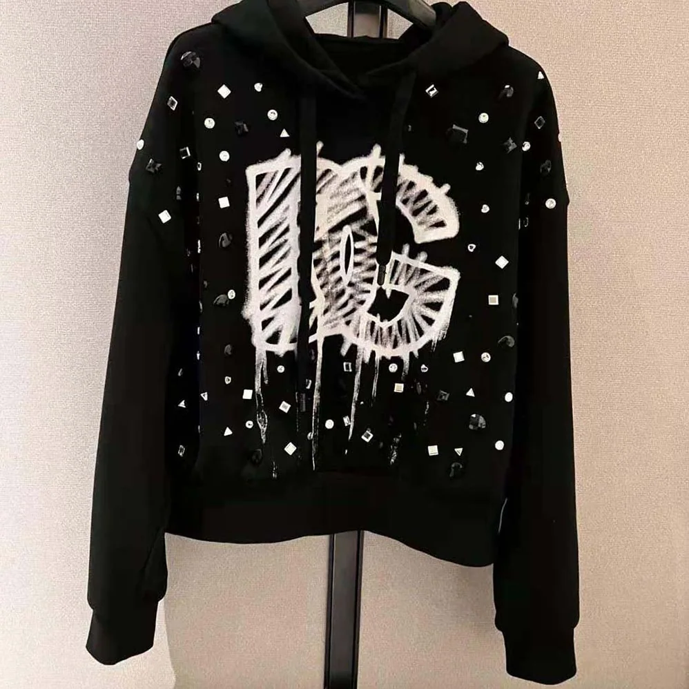 Dolce Gabbana D&G Jersey Sweatshirt with DG Logo Print for Women in Black Dolce Gabbana D&G Jersey Sweatshirt with DG Logo Print for Women in Black