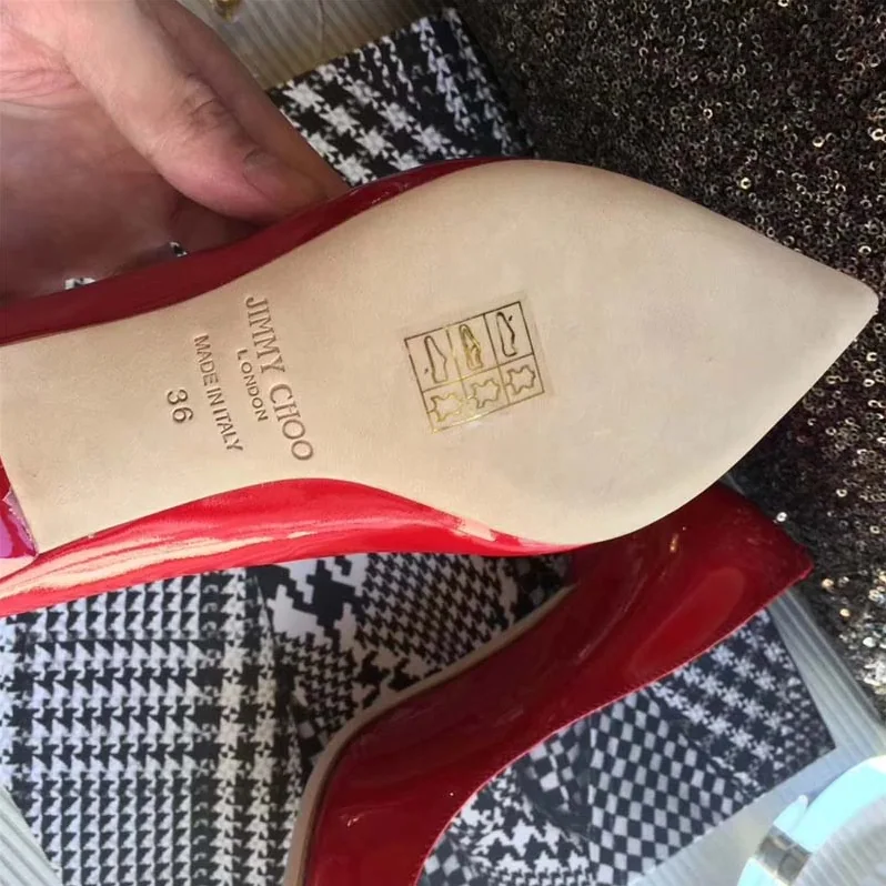 Jimmy Choo Romy 85 Patent Leather Pointy Toe Pumps Shoes for Women in Red