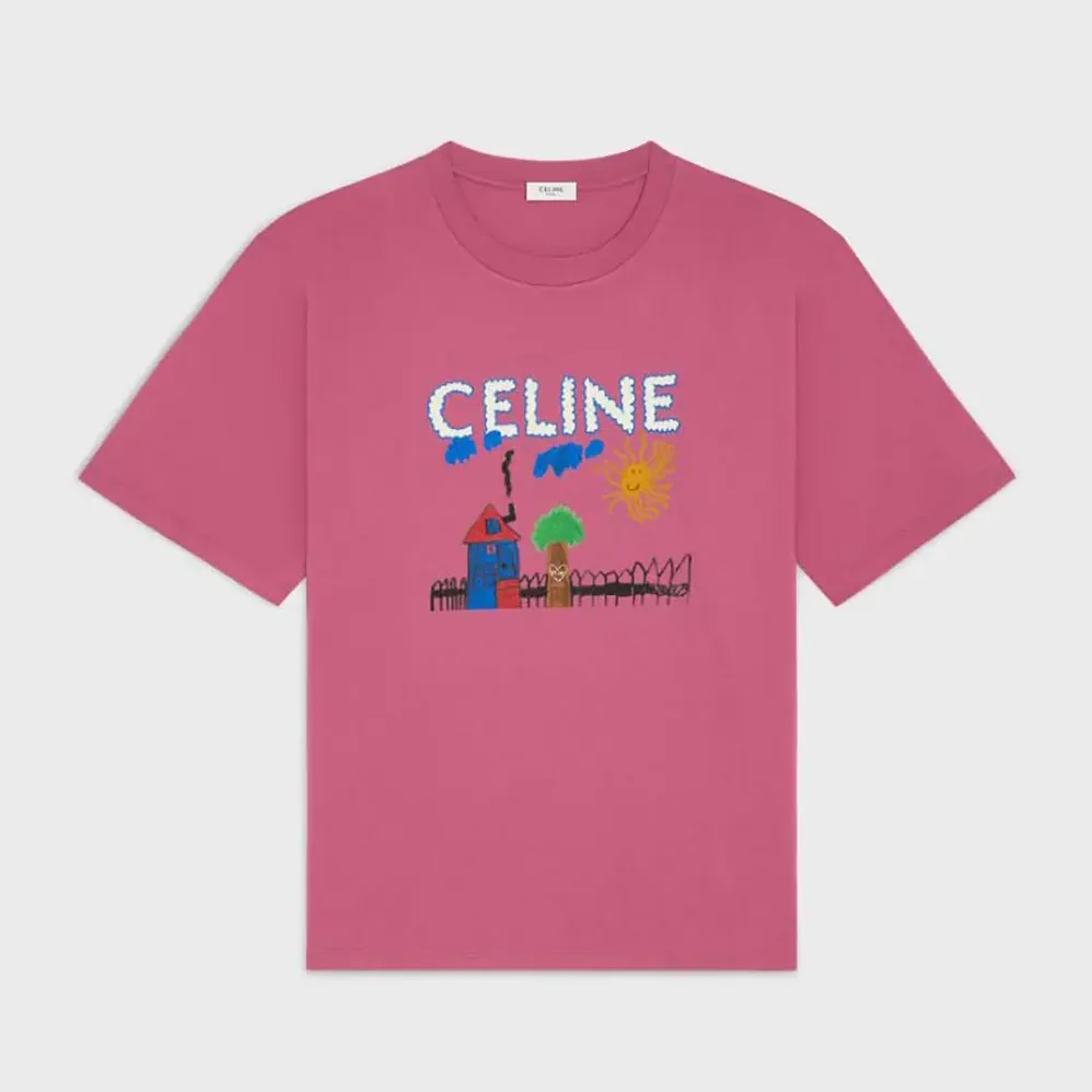 Celine Loose T-Shirt In Cotton Jersey for Men in Rose