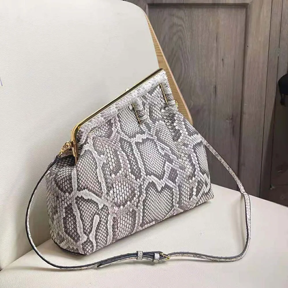 Fendi First Medium White Python Leather Bag for Women Fendi First Medium White Python Leather Bag for Women