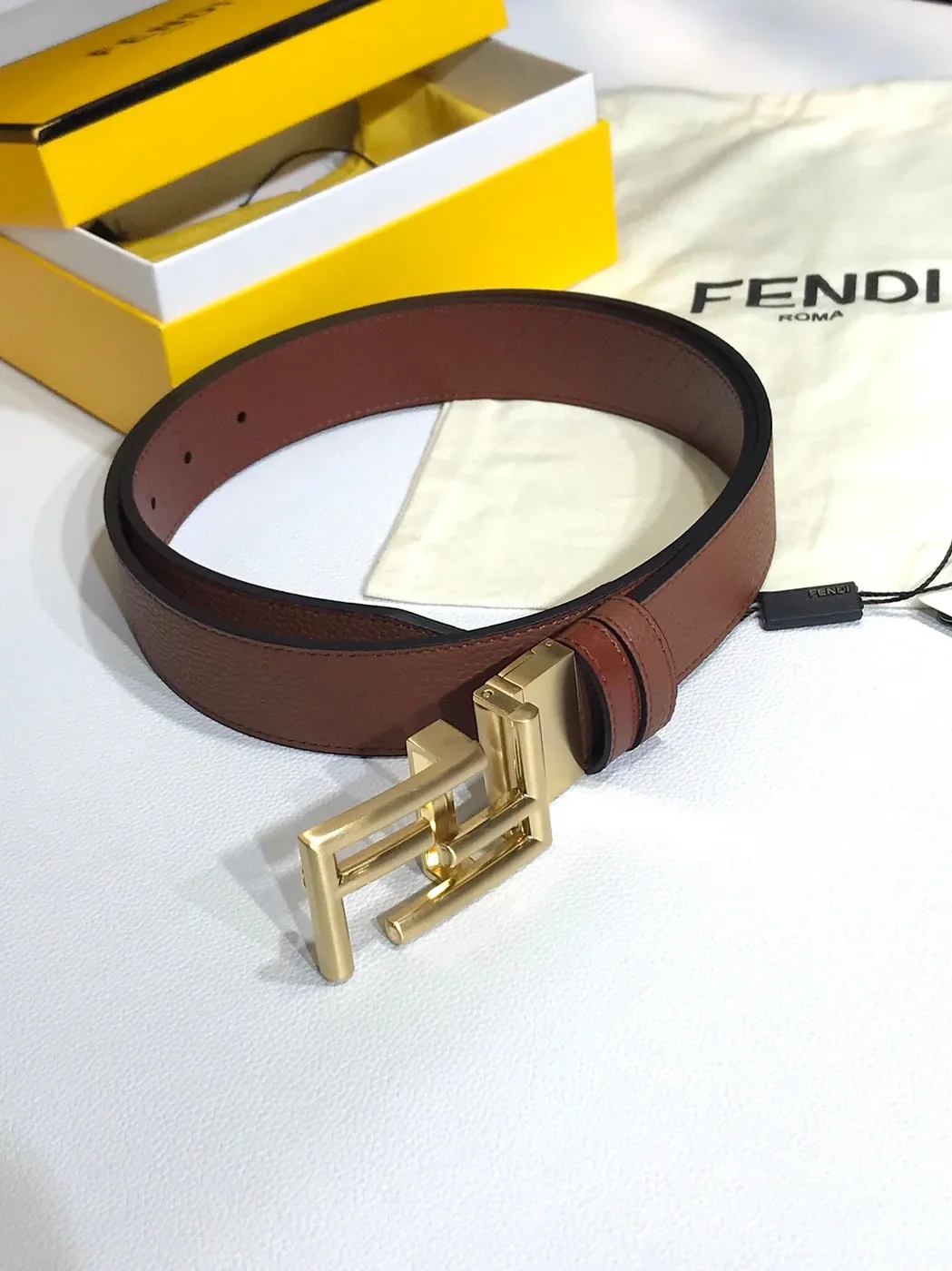 Fendi Belt Brown FF Belt 7C034470 for Women