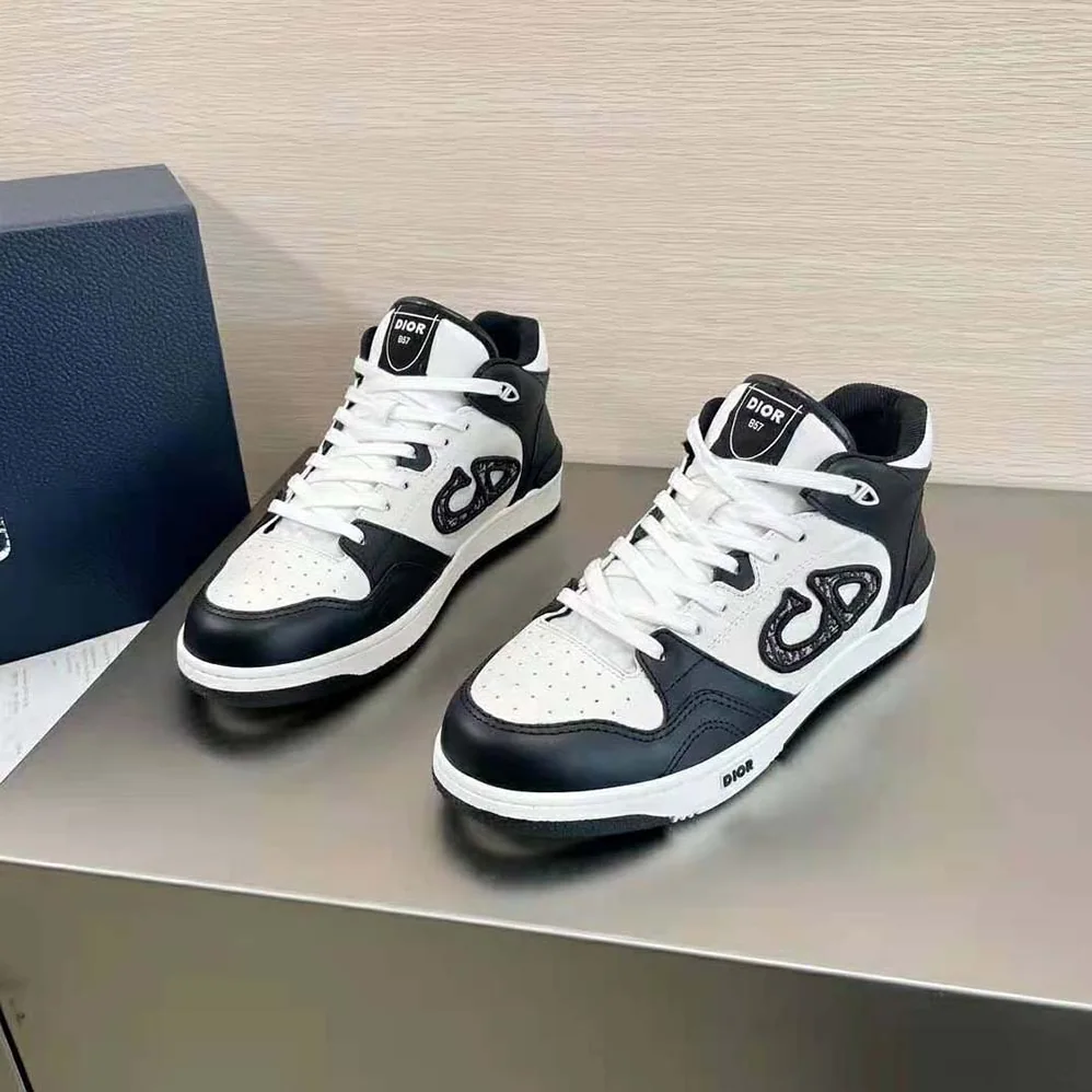 Dior B57 Mid-Top Sneaker Black and White Smooth Calfskin for Men Dior B57 Mid-Top Sneaker Black and White Smooth Calfskin for Men