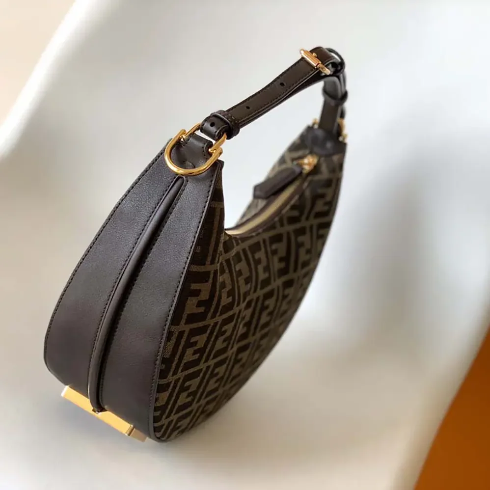 Fendi Fendigraphy Small Brown FF Jacquard Fabric Bag for Women Fendi Fendigraphy Small Brown FF Jacquard Fabric Bag for Women