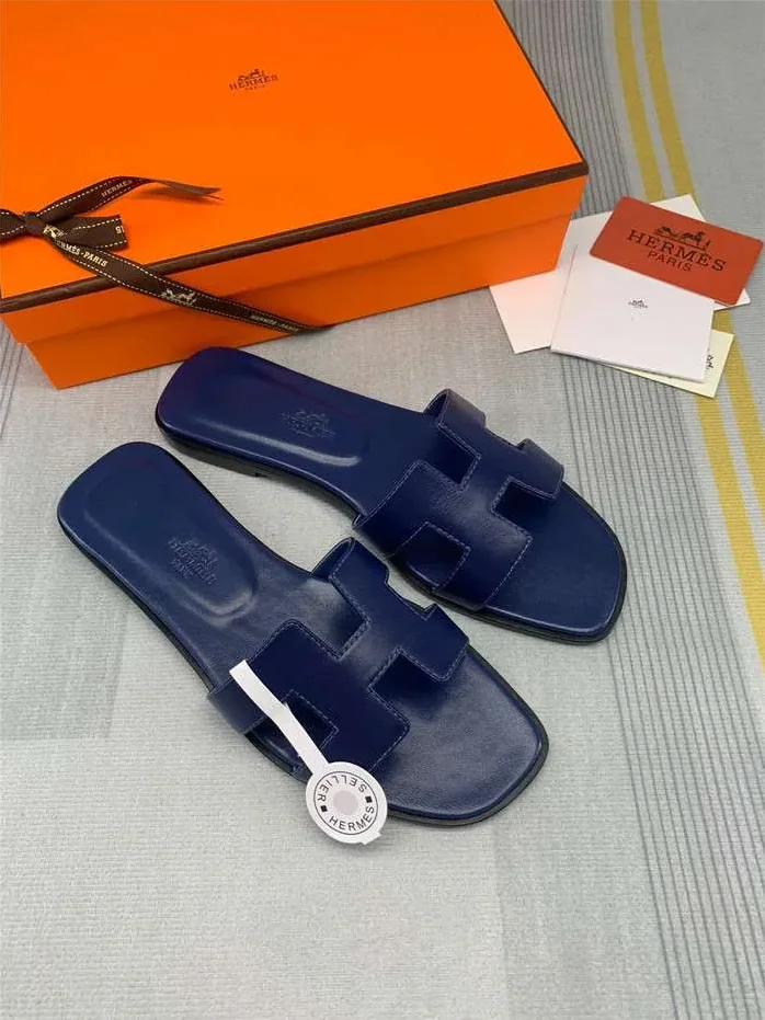 Hermes Oran Sandal Dark Blue
