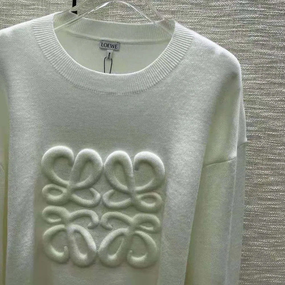 Loewe Anagram Sweater in Wool for Women in White Loewe Anagram Sweater in Wool for Women in White