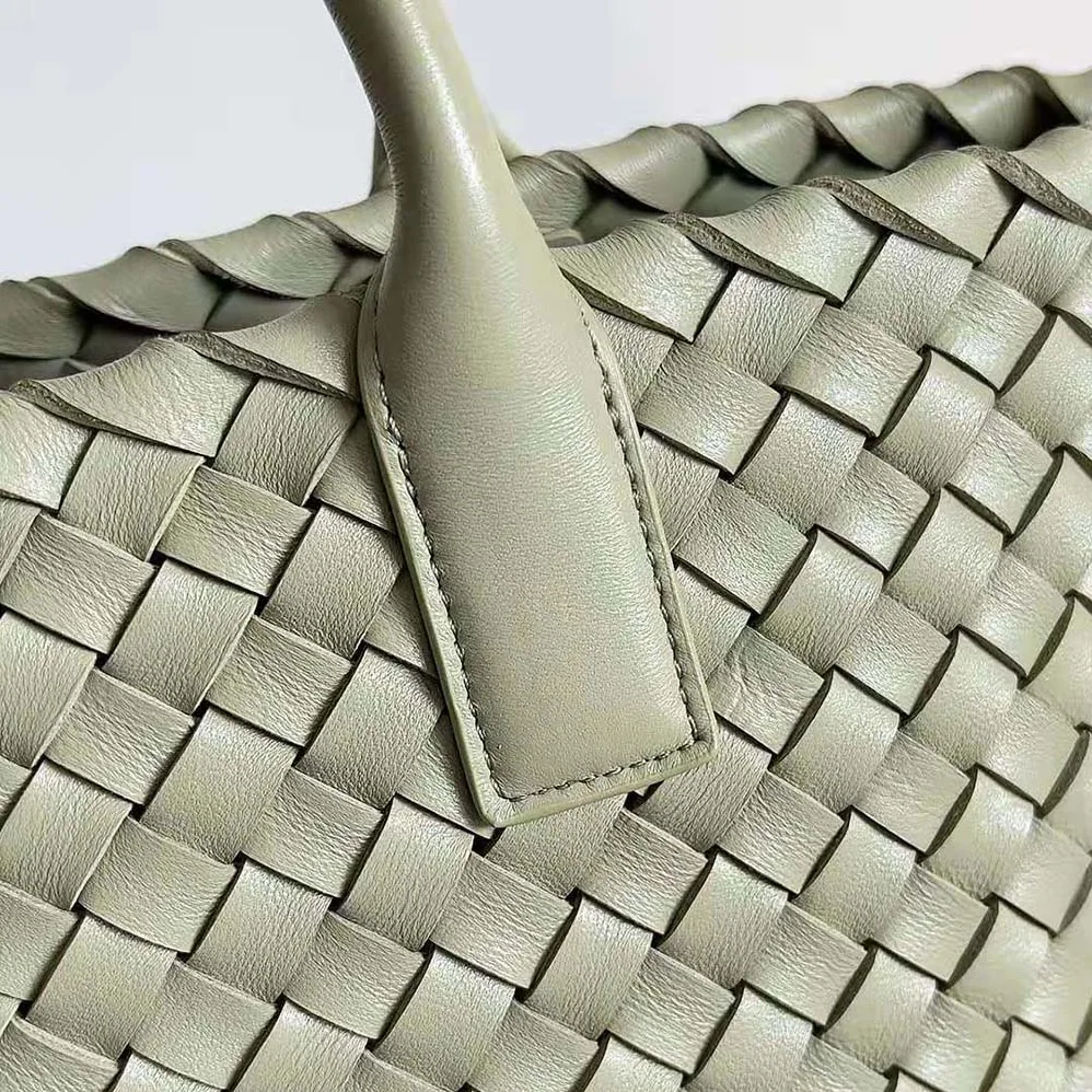 Bottega Veneta Mini Cabat Intreccio Leather Tote Bag with Detachable Strap for Women in Dark Green