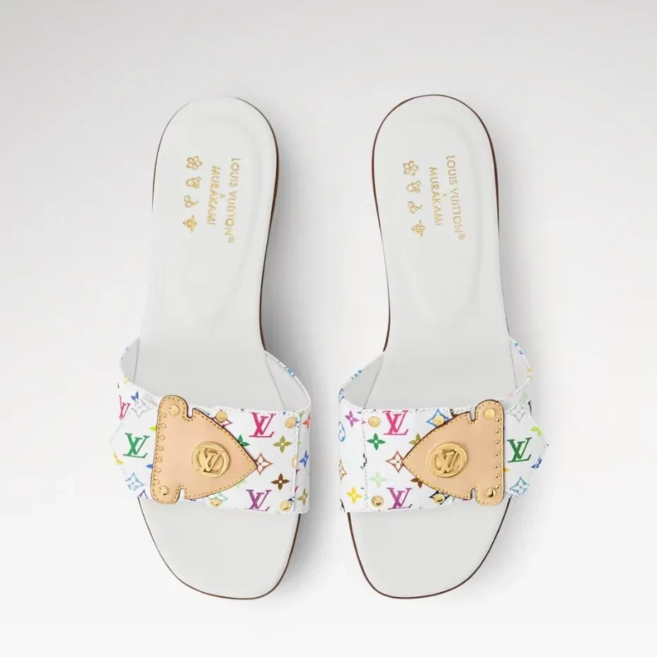Louis Vuitton LV x TM LV Frame Flat Mules White 1AJJYL Louis Vuitton LV x TM LV Frame Flat Mules White 1AJJYL