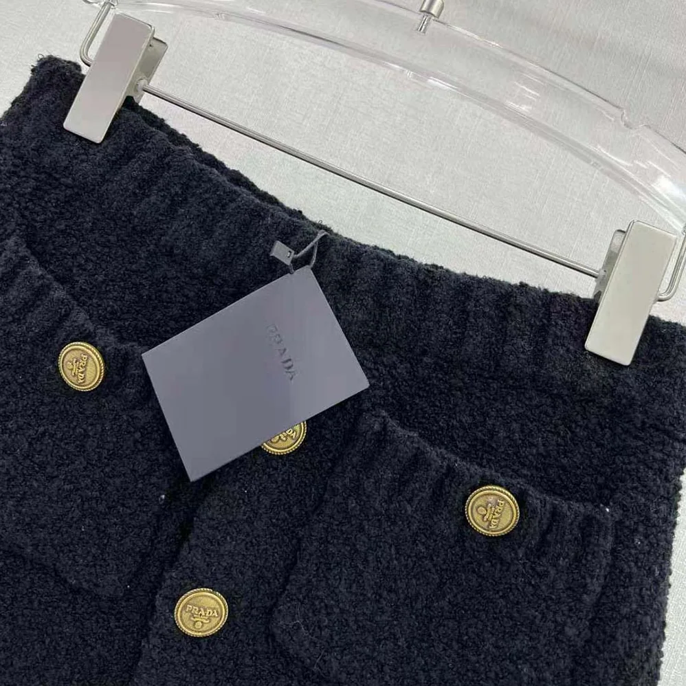 Prada Bouclé Mohair Miniskirt for Women in Black