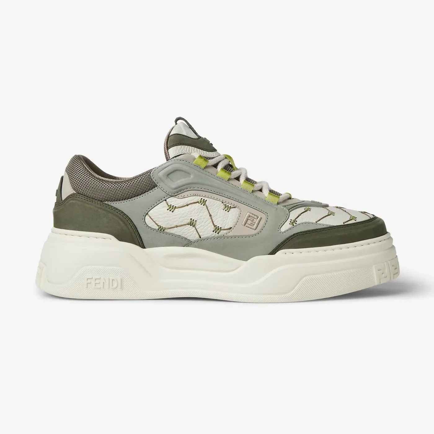 Fendi Force Sneakers White And Green 7E1728AU21F1RSW