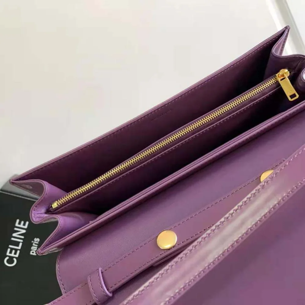 Celine Trapeze Triomphe Bag in Shiny Calfskin for Women in Purple