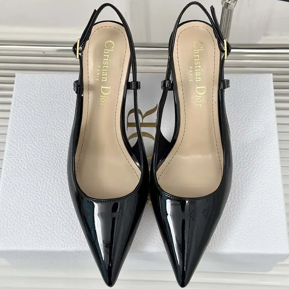 Dior Tribales Slingback Pump Black Patent Calfskin for Women