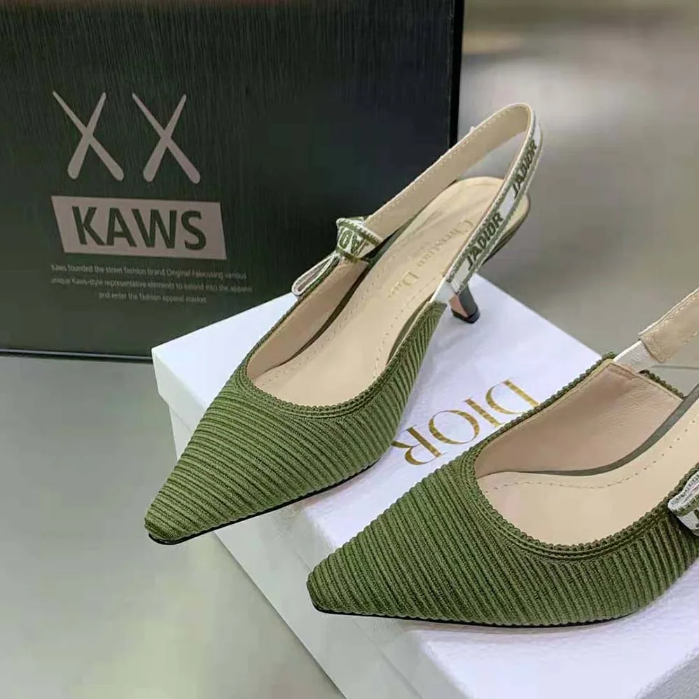Dior J'Adior Slingback Pump Khaki Embroidered Cotton for Women Dior J'Adior Slingback Pump Khaki Embroidered Cotton for Women