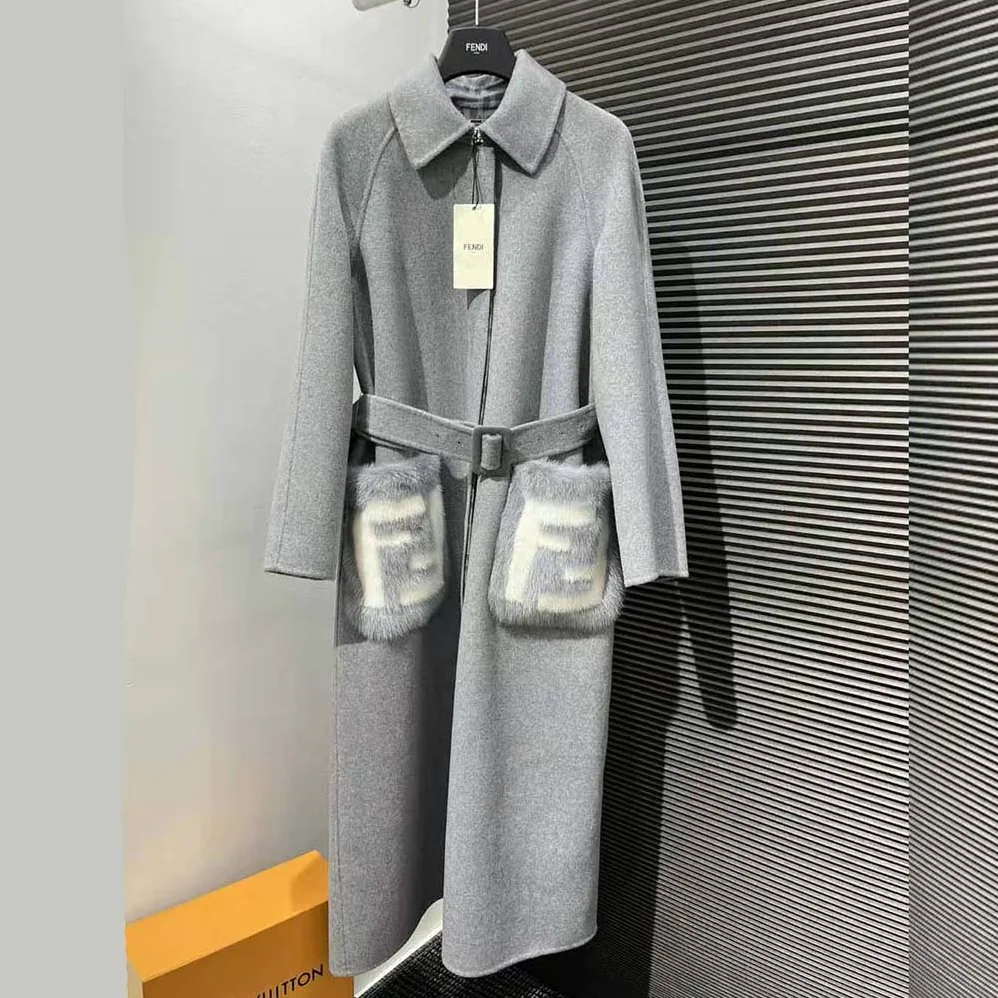 Fendi Coat Gray Wool Overcoat for Women Fendi Coat Gray Wool Overcoat for Women