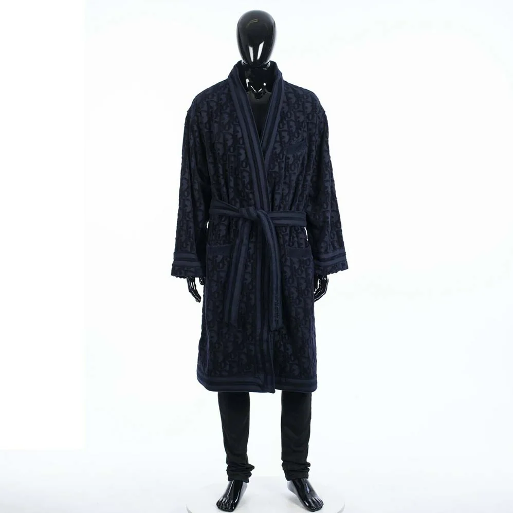 Dior Unisize Oblique Bathrobe In Terry Cotton Jacquard for Men in Black