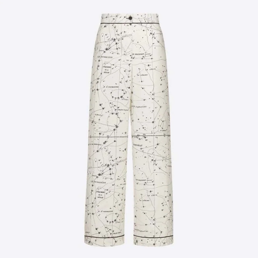 Dior Chez Moi Pants White Dior Zodiac Silk Twill for Women Dior Chez Moi Pants White Dior Zodiac Silk Twill for Women