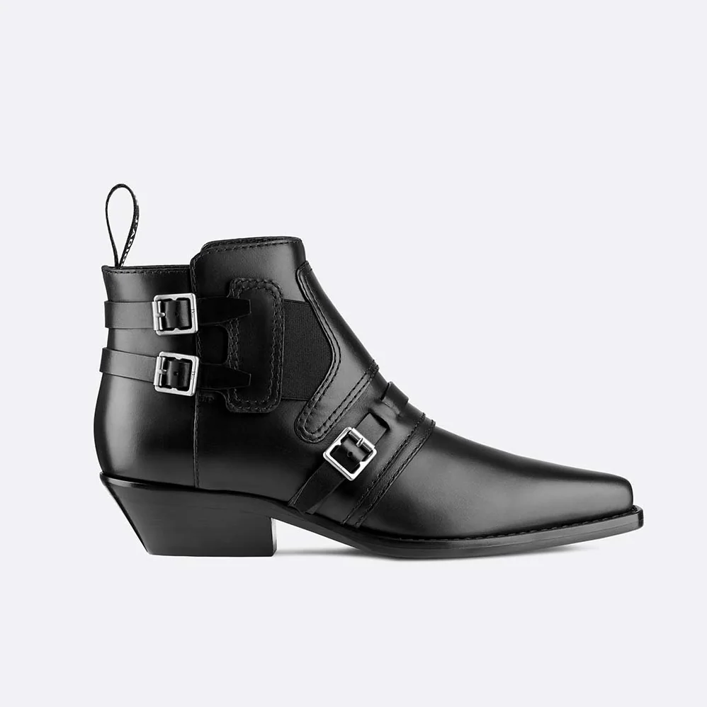 Dior Shoes Diorsaddle Calfskin Leather Ankle Boot 35mm Heel Hight for Women in Black