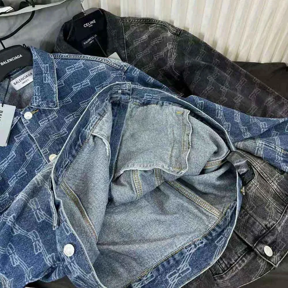 Balenciaga BB Monogram Large Fit Jacket in Blue Ring Denim for Men Balenciaga BB Monogram Large Fit Jacket in Blue Ring Denim for Men