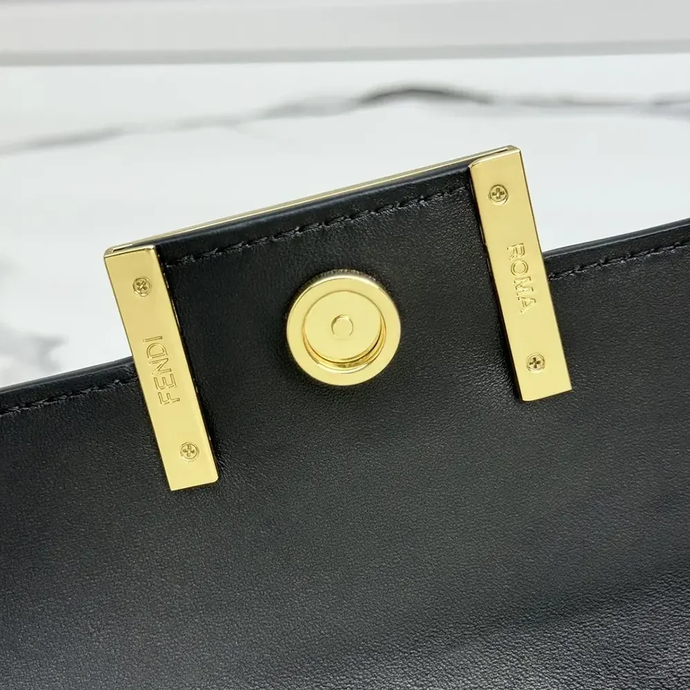 Fendi Baguette Phone Pouch Black Nappa Leather Pouch for Women Fendi Baguette Phone Pouch Black Nappa Leather Pouch for Women