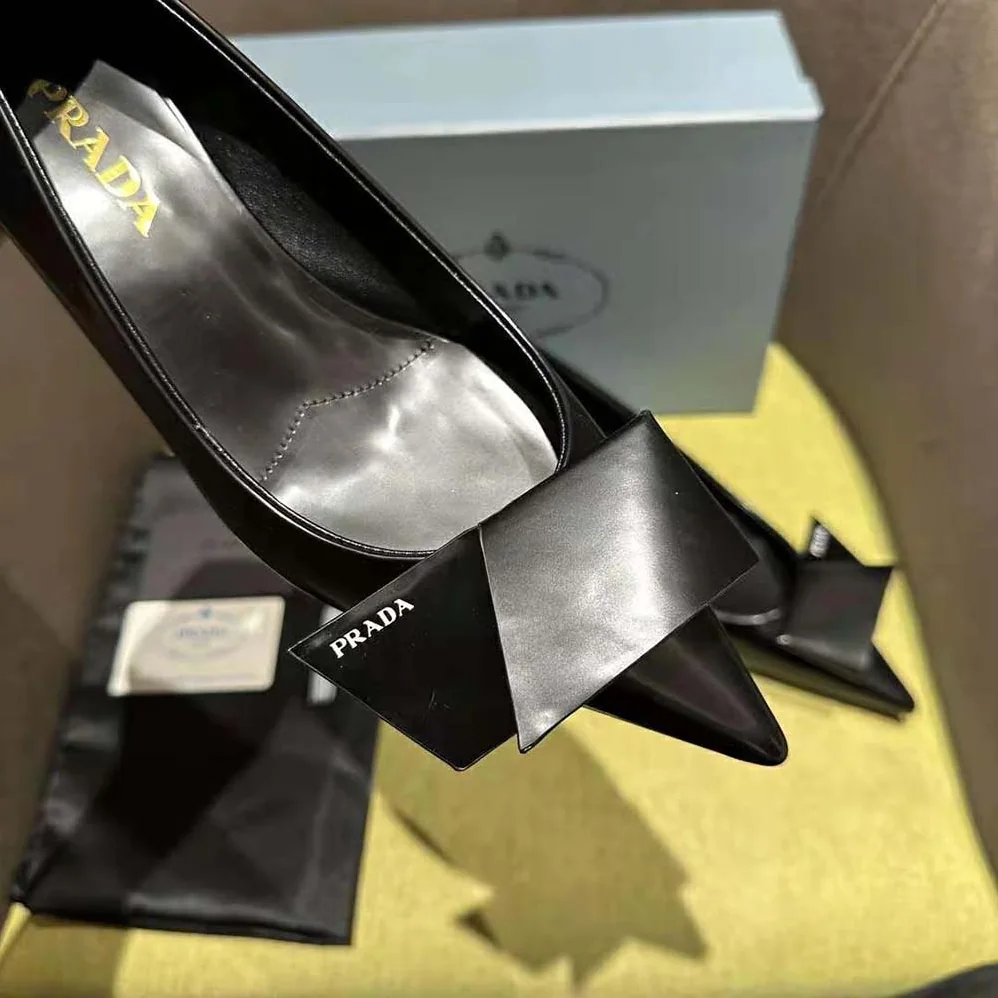 Prada Brushed Leather Pumps for Women in Black Prada Brushed Leather Pumps for Women in Black