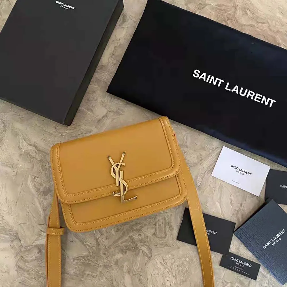 Saint Laurent YSL Solferino Small Satchel in Box Saint Laurent Leather for Women in Yellow Saint Laurent YSL Solferino Small Satchel in Box Saint Laurent Leather for Women in Yellow